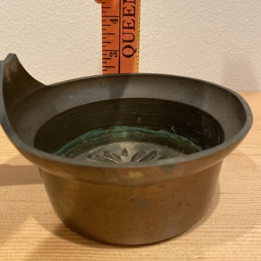 Vintage Silk Iron Pan Long Handle Green‎ Oxidation